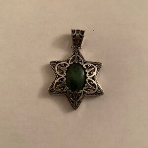 Handmade Sterling Silver Green Aventurine Star of David Pendant